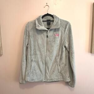 The North Face Jacket Womens Small Fleece Osito Full Zip Gray Pink Ribbon